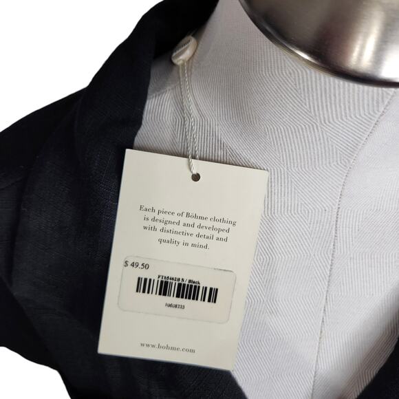 Bohme NWT Alyssa Top Womens Small Black Short Sleeve Textured Cotton‎ Pockets - Picture 5 of 10